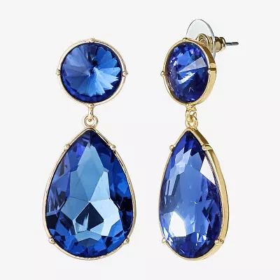 JS Jessica Simpson Gold Tone Glass Drop Earrings