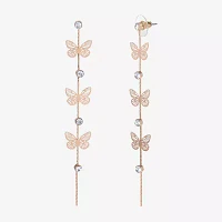 JS Jessica Simpson Gold Tone Crystal Butterfly Drop Earrings