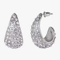 JS Jessica Simpson Silver Tone Glass Hoop Earrings