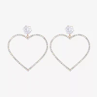 JS Jessica Simpson Gold Tone Glass Heart Drop Earrings