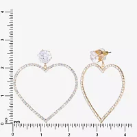 JS Jessica Simpson Gold Tone Glass Heart Drop Earrings