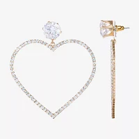 JS Jessica Simpson Gold Tone Glass Heart Drop Earrings