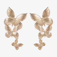 JS Jessica Simpson Gold Tone Butterfly Drop Earrings