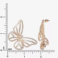 JS Jessica Simpson Gold Tone Glass Butterfly Drop Earrings