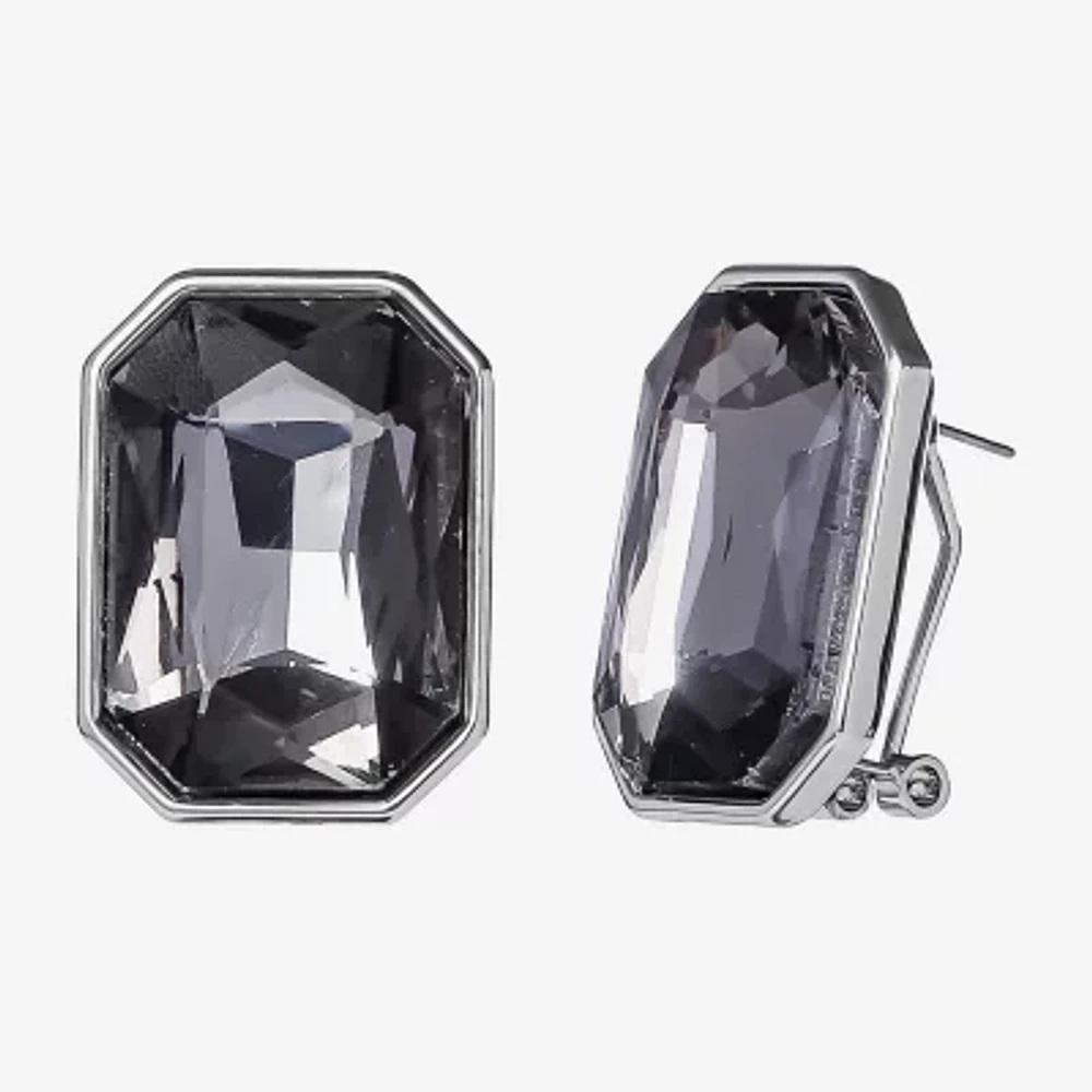 JS Jessica Simpson Silver Tone Womens Black Glass Drop Earrings