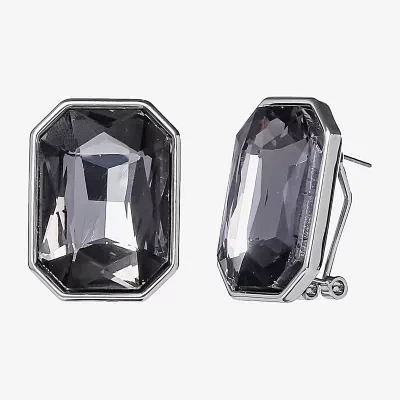 JS Jessica Simpson Silver Tone Womens Black Glass Drop Earrings