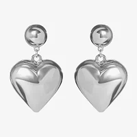 JS Jessica Simpson Silver Tone Heart Drop Earrings