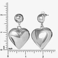 JS Jessica Simpson Silver Tone Heart Drop Earrings