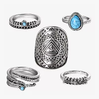 JS Jessica Simpson Silver Tone 5-pc. Glass Ring Sets