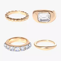 JS Jessica Simpson Gold Tone 4-pc. Glass Ring Sets