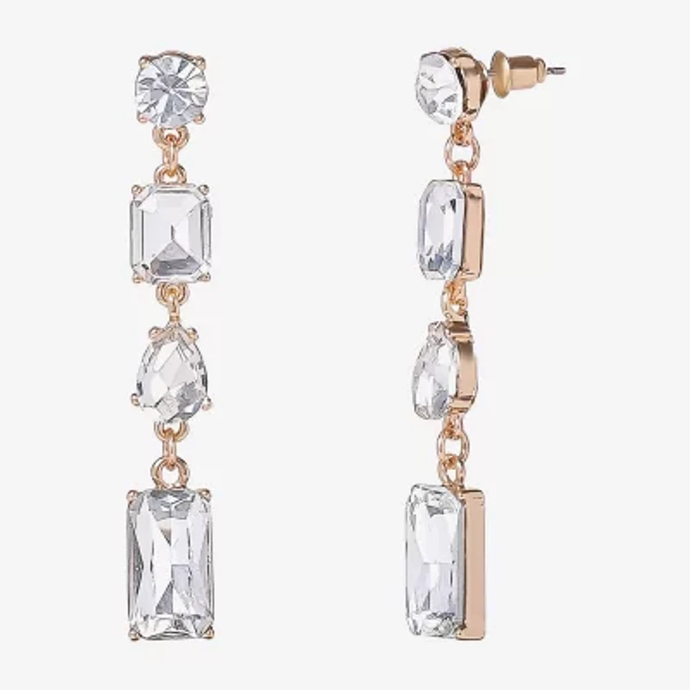 JS Jessica Simpson Gold Tone Glass Drop Earrings