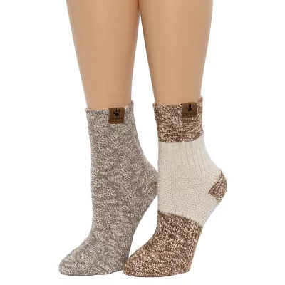 Bearpaw Geo Texture 2 Pair Quarter Ankle Socks Womens