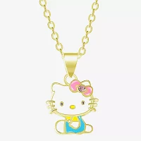 Crystal 18K Gold Over Brass 18 Inch Cable Hello Kitty Pendant Necklace