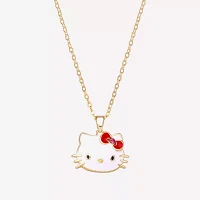 Crystal 18K Gold Over Brass 16 Inch Cable Bow Hello Kitty Pendant Necklace