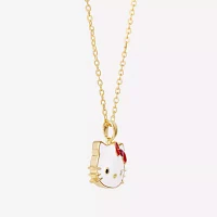 Crystal 18K Gold Over Brass 16 Inch Cable Bow Hello Kitty Pendant Necklace