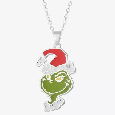 Christmas Santa Womens Crystal Pure Silver Over Brass Pendant Necklaces
