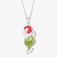 Christmas Santa Womens Crystal Pure Silver Over Brass Pendant Necklaces