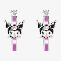 Crystal Pure Silver Over Brass Heart Hello Kitty Kuromi Hoop Earrings