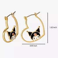 Crystal 18K Gold Over Brass Heart Hello Kitty Kuromi Hoop Earrings