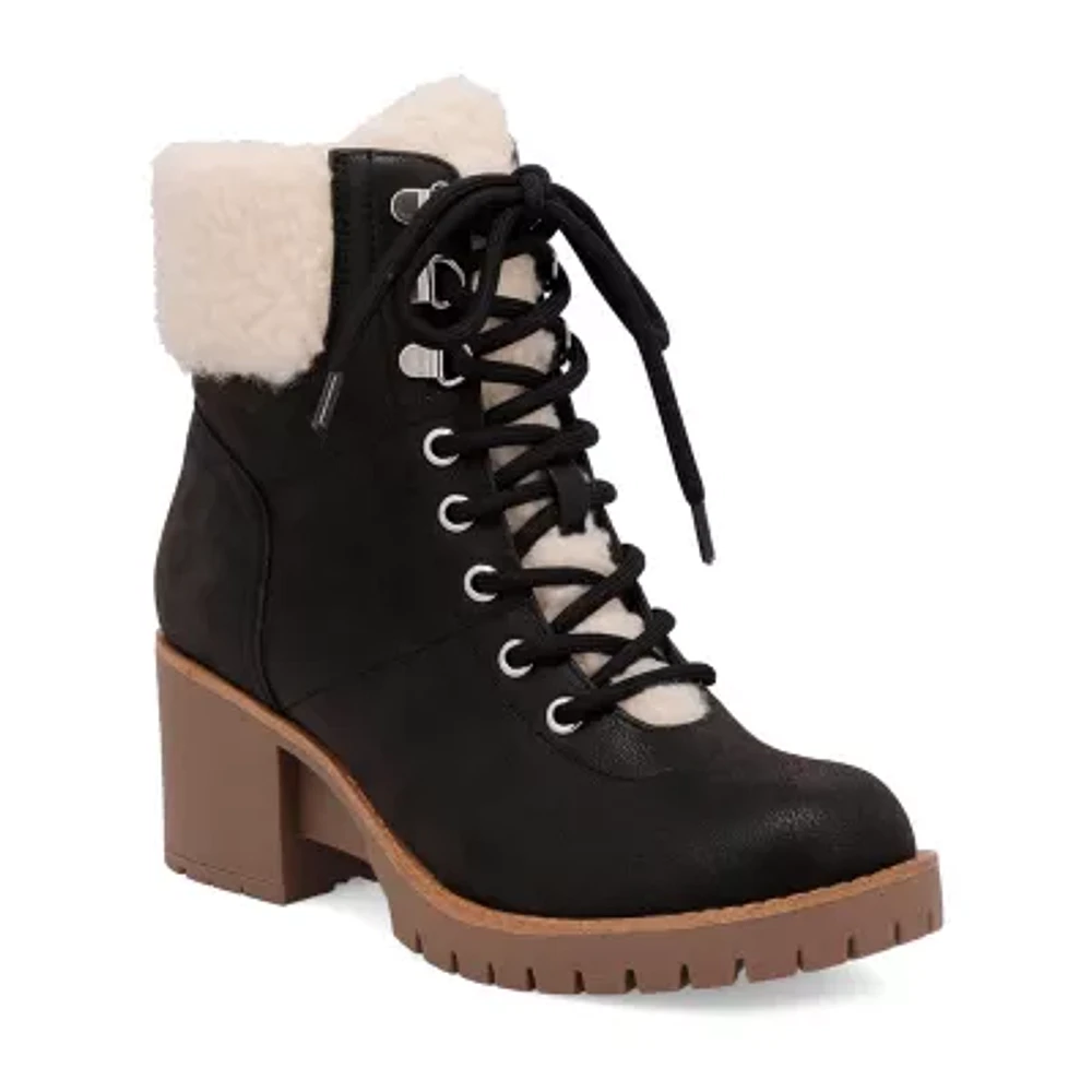 Mia Amore Womens Blaake Block Heel Lace Up Boots