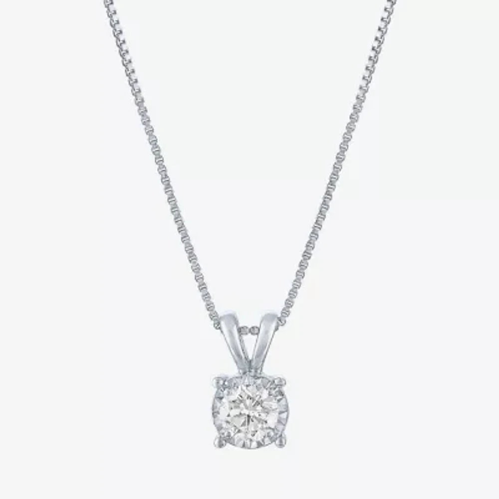 (G-H / I1-I2) Womens 1/3 CT. Lab Grown White Diamond Sterling Silver Round Pendant Necklace