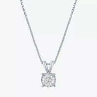 (G-H / I1-I2) Womens 1/3 CT. Lab Grown White Diamond Sterling Silver Round Pendant Necklace