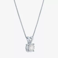 (G-H / I1-I2) Womens 1/3 CT. Lab Grown White Diamond Sterling Silver Round Pendant Necklace