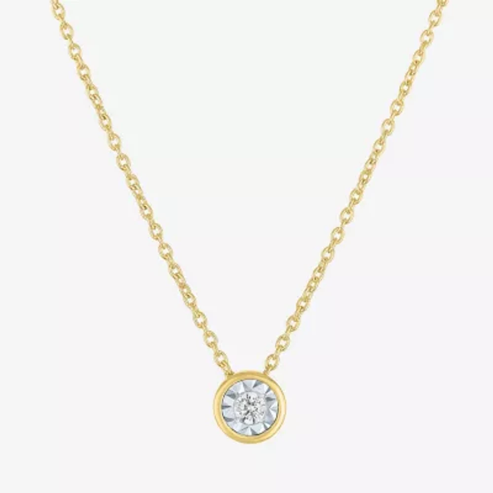 (G-H / I1-I2) Womens 1/10 CT. Lab Grown White Diamond 14K Gold Over Silver Round Pendant Necklace