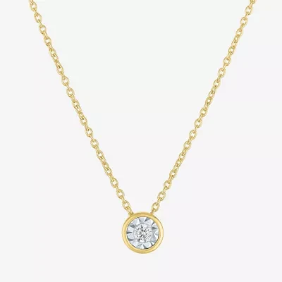 (G-H / I1-I2) Womens 1/10 CT. Lab Grown White Diamond 14K Gold Over Silver Round Pendant Necklace