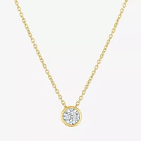 (G-H / I1-I2) Womens 1/10 CT. Lab Grown White Diamond 14K Gold Over Silver Round Pendant Necklace