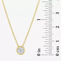 (G-H / I1-I2) Womens 1/10 CT. Lab Grown White Diamond 14K Gold Over Silver Round Pendant Necklace