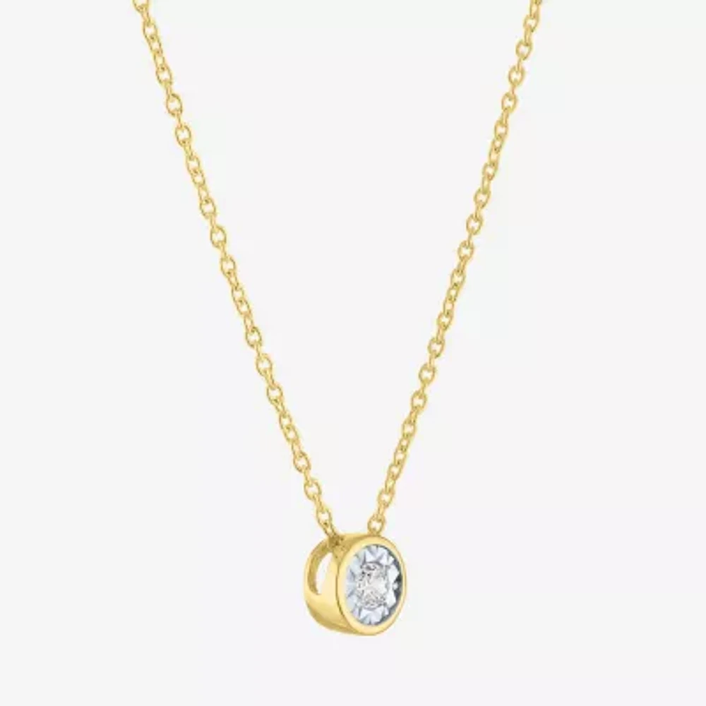 (G-H / I1-I2) Womens 1/10 CT. Lab Grown White Diamond 14K Gold Over Silver Pendant Necklace