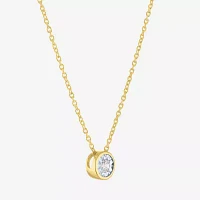 (G-H / I1-I2) Womens 1/10 CT. Lab Grown White Diamond 14K Gold Over Silver Round Pendant Necklace