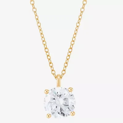 (H-I / Si1-Si2) Womens 2 CT. Lab Grown White Diamond 14K Gold Round Pendant Necklace