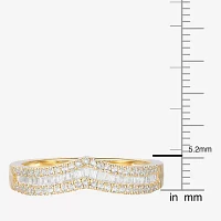 G-H / Vs2-Si1) 1/2 CT. T.W. Lab Grown White Diamond 10K Gold Chevron Anniversary Wedding Band