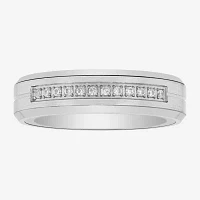 6MM Natural Diamond Tungsten Wedding Band