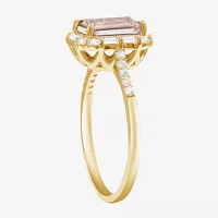 Yes, Please! Womens Lab Created Pink Sapphire 14K Gold Over Silver Cocktail Ring