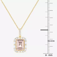 Yes, Please! Womens Lab Created Pink Sapphire 14K Gold Over Silver Pendant Necklace