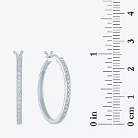 Yes, Please! 1/10 CT. T.W. Natural White Diamond Sterling Silver 25mm Hoop Earrings