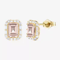 Yes, Please! Lab Created Pink Sapphire 14K Gold Over Silver 8mm Stud Earrings