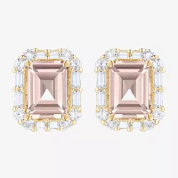 Yes, Please! Lab Created Pink Sapphire 14K Gold Over Silver 8mm Stud Earrings