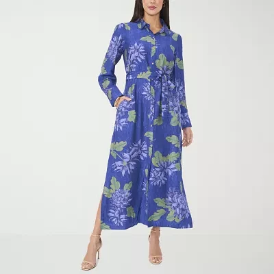 MSK Womens Long Sleeve Floral Maxi Dress