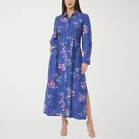 MSK Womens Long Sleeve Floral Maxi Dress