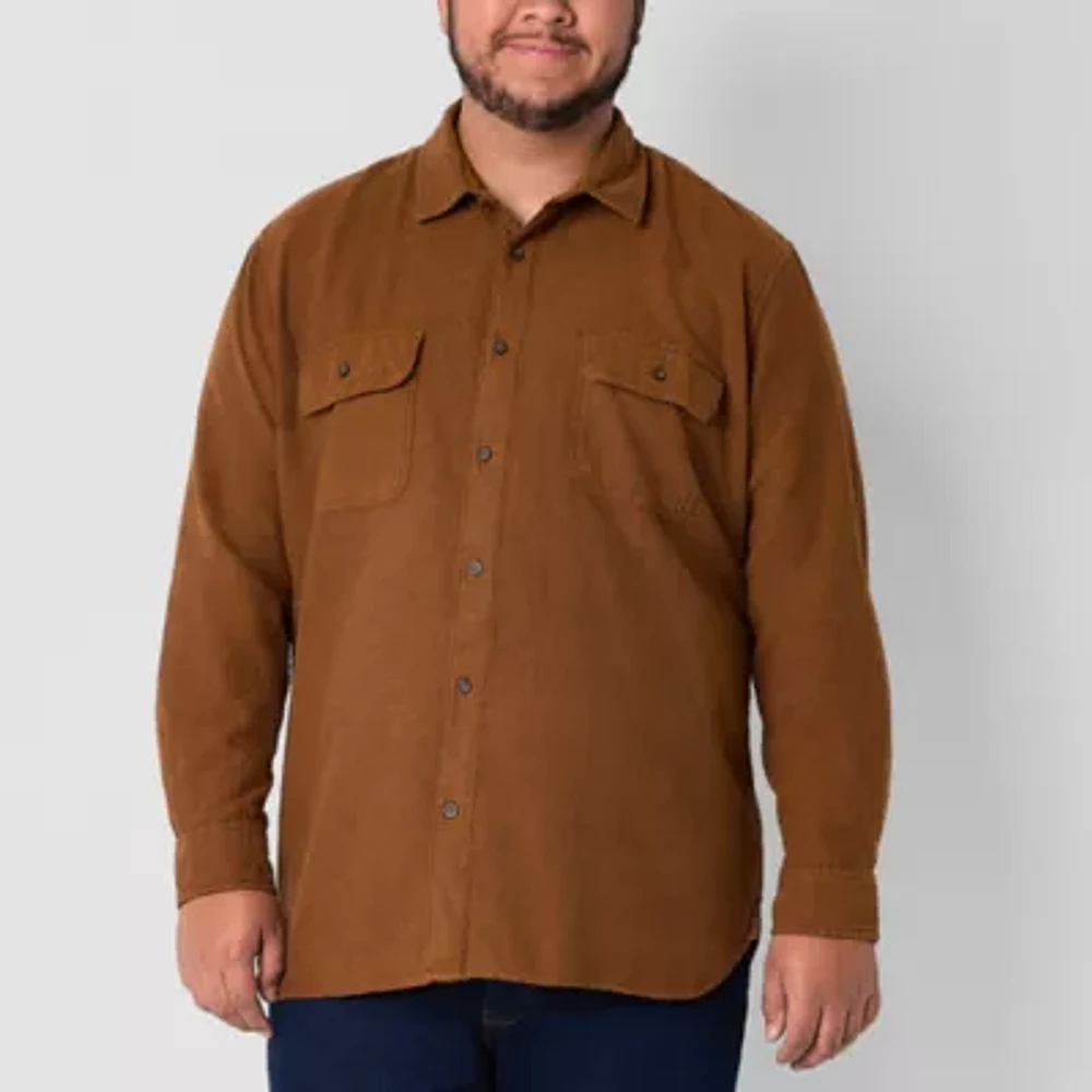 mutual weave Big and Tall Mens Easy-on + Easy-off Adaptive Classic Fit Long Sleeve Button-Down Shirt