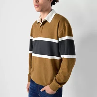 Arizona Mens Long Sleeve Striped Rugby Polo