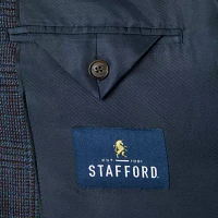 Stafford Mens Plaid Classic Fit Sport Coat