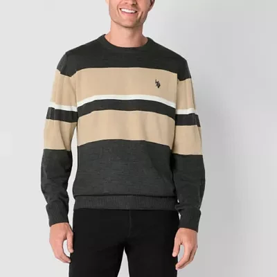 U.S. Polo Assn. Stripe Mens Crew Neck Long Sleeve Pullover Sweater