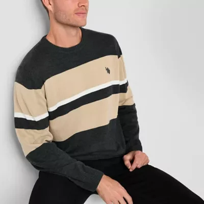 U.S. Polo Assn. Stripe Mens Crew Neck Long Sleeve Pullover Sweater