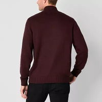 U.S. Polo Assn. Textured Quarter Zip Mens Mock Neck Long Sleeve Pullover Sweater