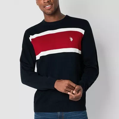 U.S. Polo Assn. Stripe Mens Crew Neck Long Sleeve Pullover Sweater
